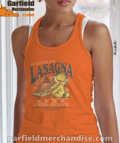 garfield vintage the slice garfields lasagna orange tank top with women