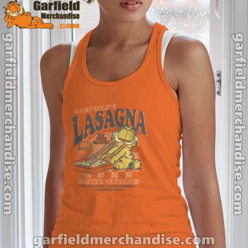 garfield vintage the slice garfields lasagna orange tank top with women