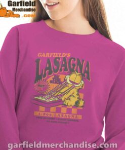 garfield vintage the slice garfields lasagna pink women sweatshirt