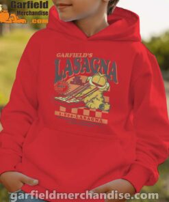 garfield vintage the slice garfields lasagna red hoodie kids