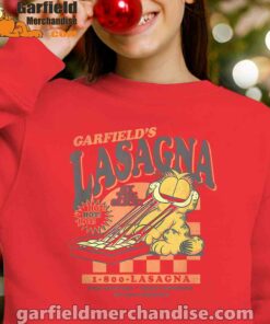 garfield vintage the slice garfields lasagna red kid girl sweatshirts