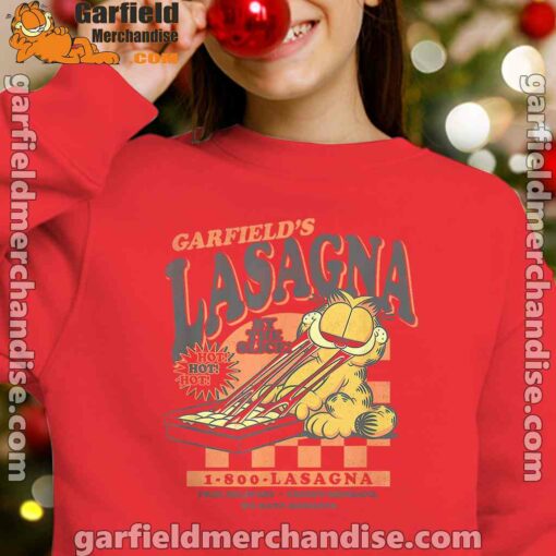 garfield vintage the slice garfields lasagna red kid girl sweatshirts