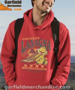 garfield vintage the slice garfields lasagna red men hoodie