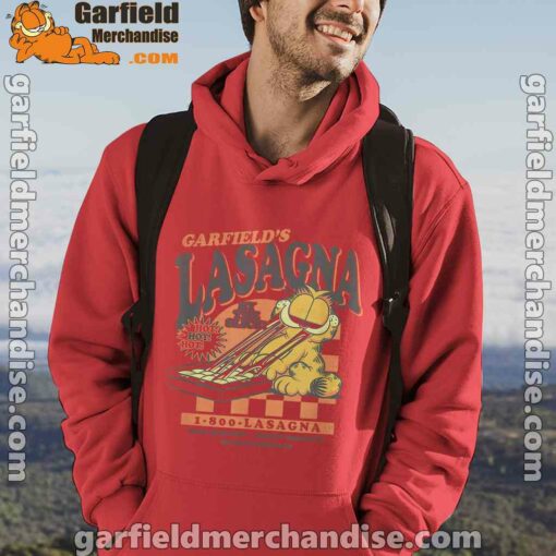 garfield vintage the slice garfields lasagna red men hoodie