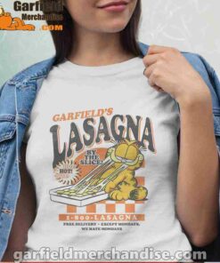 garfield vintage the slice garfields lasagna white shirts for women