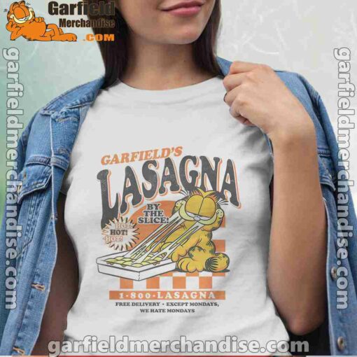 garfield vintage the slice garfields lasagna white shirts for women