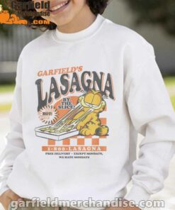 garfield vintage the slice garfields lasagna white sweatshirt for kid boy