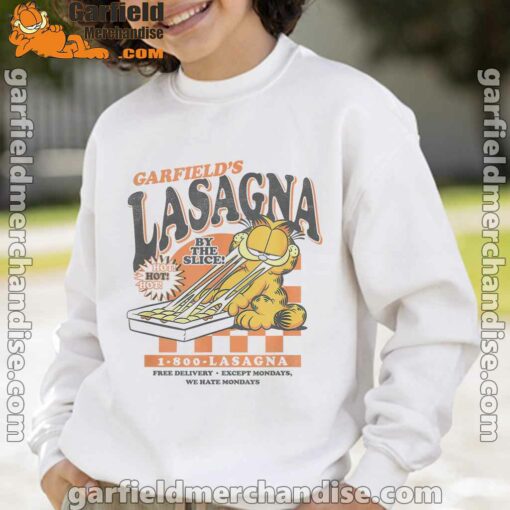 garfield vintage the slice garfields lasagna white sweatshirt for kid boy