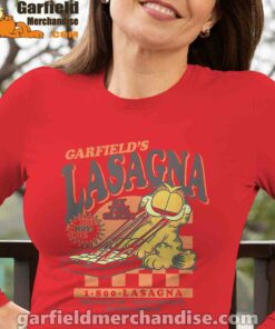 garfield vintage the slice garfields lasagna women red long sleeve