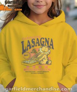 garfield vintage the slice garfields lasagna yellow hoodie for kid girl