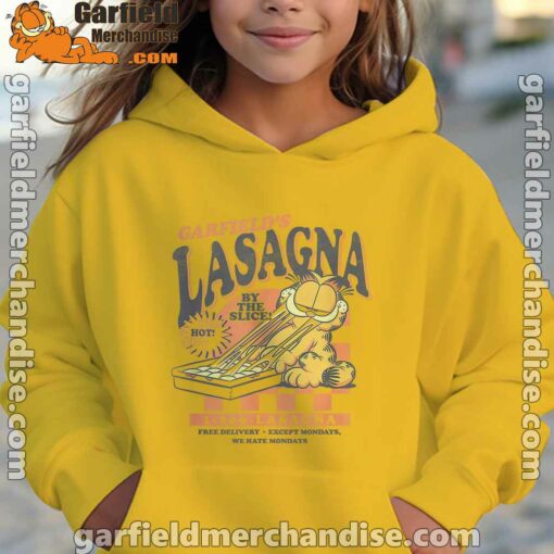 garfield vintage the slice garfields lasagna yellow hoodie for kid girl