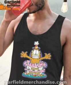 happy birthday garfield cat in town black men tank tops