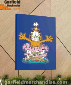 happy birthday garfield cat in town blue canvas