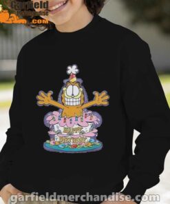 happy birthday garfield cat in town boy with black sweatshirt