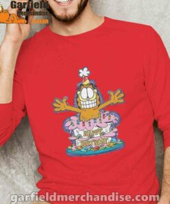 happy birthday garfield cat in town red long sleeve for man