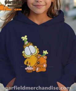 happy birthday garfield with small cake girl nany hoodie