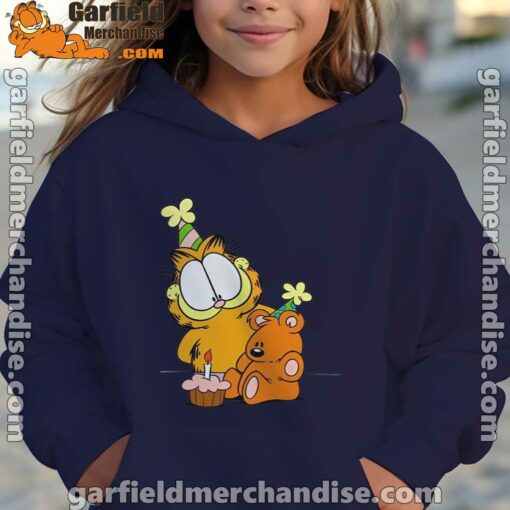 happy birthday garfield with small cake girl nany hoodie