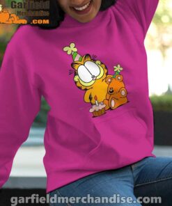 happy birthday garfield with small cake pink women hoodie female