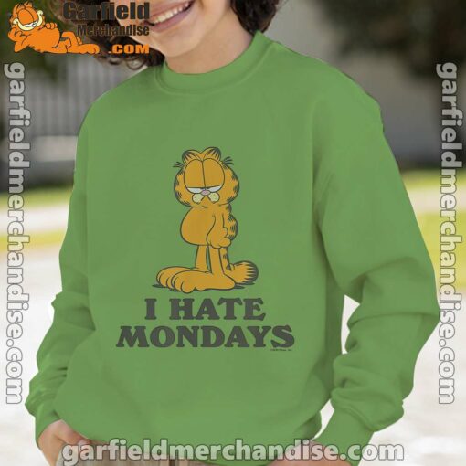 hate mondays garfield are just nature’s way of ruining my life green sweatshirt kids boy