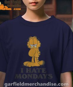 hate mondays garfield are just nature’s way of ruining my life kids girl navy t shirt