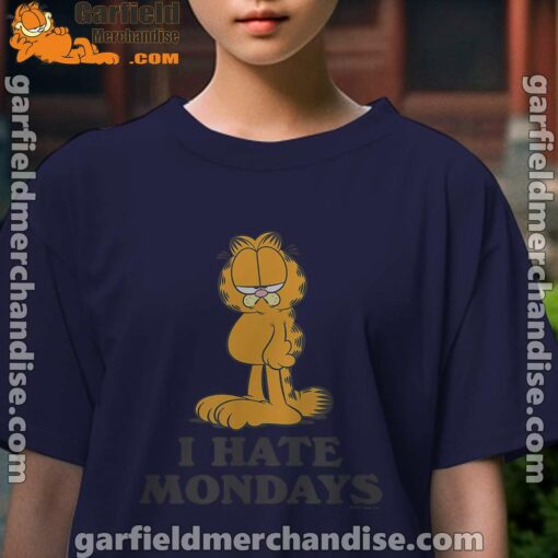 hate mondays garfield are just nature’s way of ruining my life kids girl navy t shirt