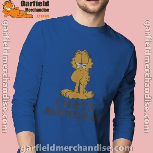 hate mondays garfield are just nature’s way of ruining my life men's blue long sleeve