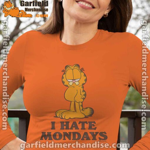 hate mondays garfield are just nature’s way of ruining my life women's long sleeve orange