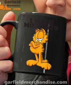 i hate mondays garfield black coffee mug