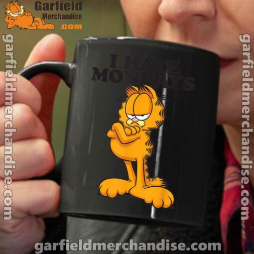 i hate mondays garfield black coffee mug