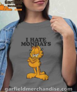 i hate mondays garfield brown shirt for women