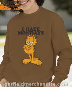 i hate mondays garfield brown sweatshirt for youth boy