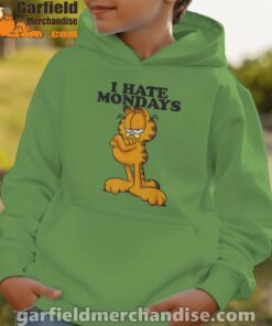 i hate mondays garfield green hoodie for boys