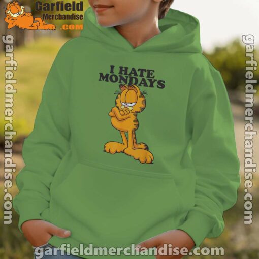 i hate mondays garfield green hoodie for boys