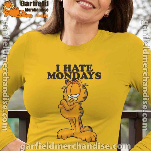 i hate mondays garfield long sleeve yellow women