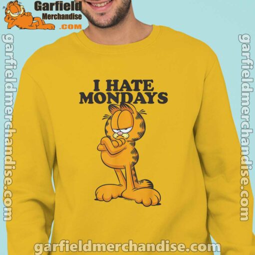 i hate mondays garfield man with yellow sweatshirs