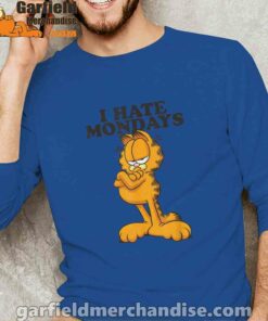 i hate mondays garfield men with blue long sleeve