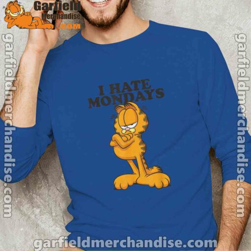 i hate mondays garfield men with blue long sleeve