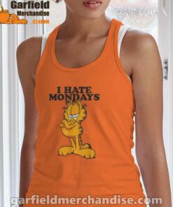 i hate mondays garfield orange tank top with women