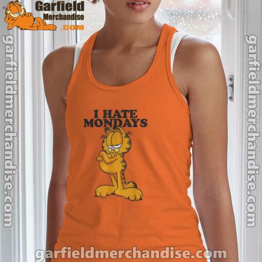 i hate mondays garfield orange tank top with women