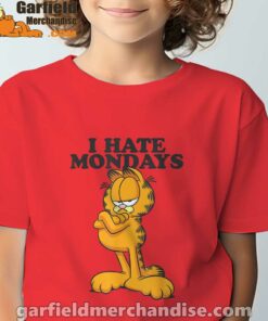 i hate mondays garfield red t shirt for youth boy