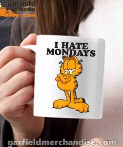 i hate mondays garfield white mug