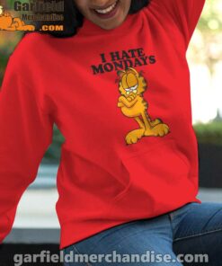 i hate mondays garfield women red hoodie