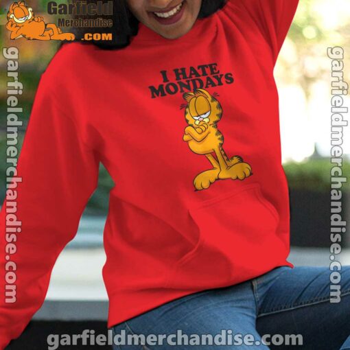 i hate mondays garfield women red hoodie