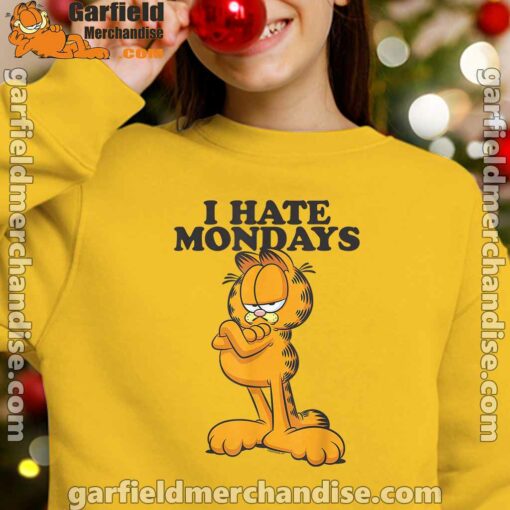 i hate mondays garfield yellow youth girl sweatshirt