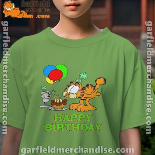 on your birthday garfield female green tee for girl