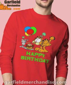 on your birthday garfield men with red long sleeve