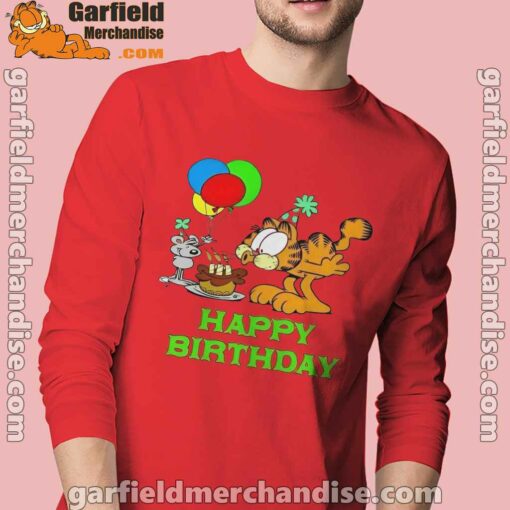 on your birthday garfield men with red long sleeve