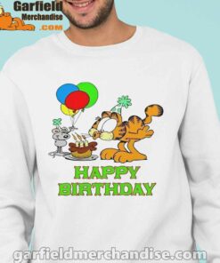 on your birthday garfield men with white sweatshirt