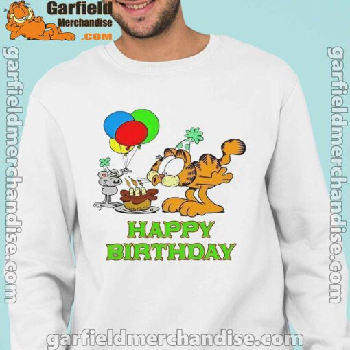 on your birthday garfield men with white sweatshirt