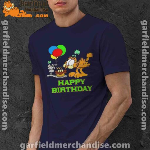 on your birthday garfield navy men shirt